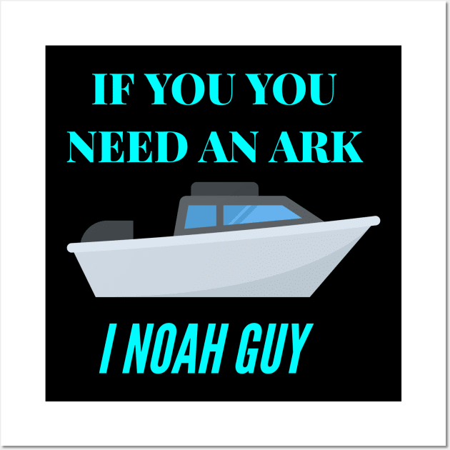 Funny Fishing Noah Ark Boat Christian Pun Joke Wall Art by Normo Apparel